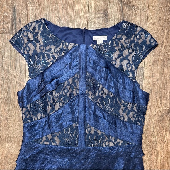 London Times Navy Blue Cocktail Dress Size 10 - Picture 2 of 6